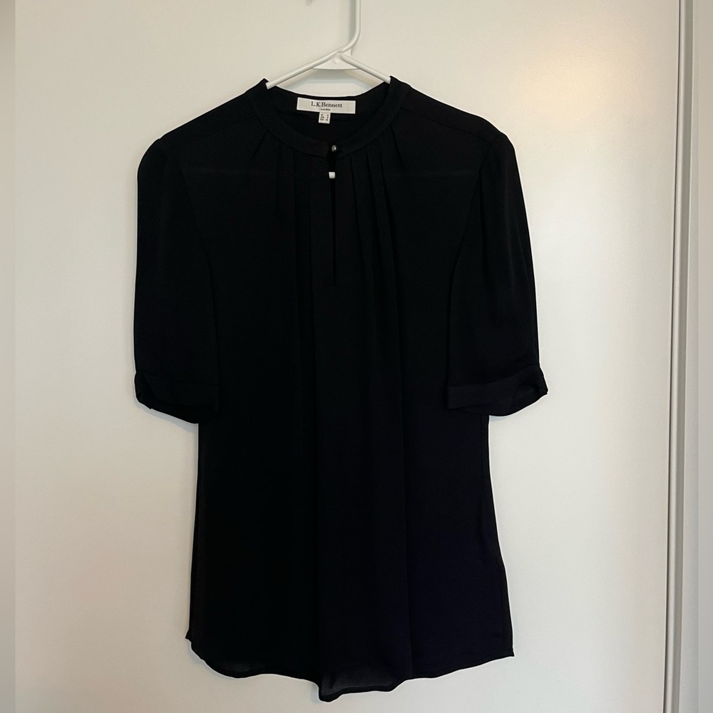 LK Bennett Women's Black Blouse with pearl detail, UK 6/US 2